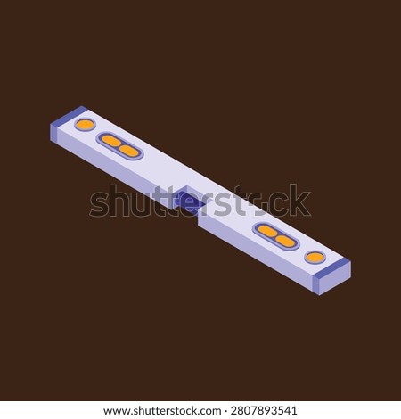 Isometric view of a modular connector with illuminated buttons and interlocking parts