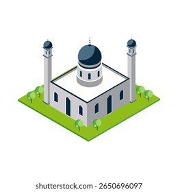 Isometrische Ansicht der Moschee für Plakate, Banner und Lehrmittel