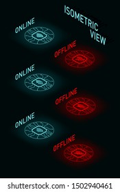 isometric view online and offline icon