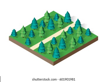 Isometric view projection summer landscape.