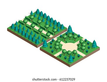 Isometric view projection summer landscape.