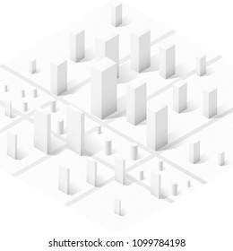 Isometric view of skyscraper office buildings illustration. Commercial real estate for your business. Graphic concept for your design.
