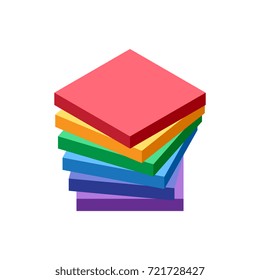 isometric view of stacked abstract square geometric shapes. vector element for design