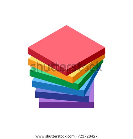 isometric view of stacked abstract square geometric shapes. vector element for design