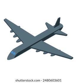 Vista isométrica de un bombardero estratégico en vuelo, mostrando su poderoso diseño