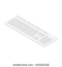 Isometric View White Pc Keyboard. Personal Computer Tool To Write Words