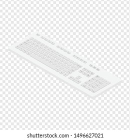 Isometric view white pc keyboard. Personal computer tool to write words