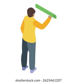 Vista isométrica de um jovem usando uma barra de pesquisa, pesquisando informações on-line