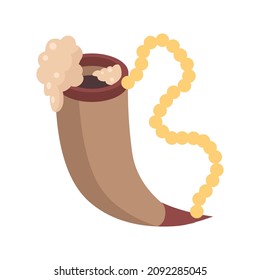Isometric viking composition with isolated image of drinking horn with foam on blank background vector illustration