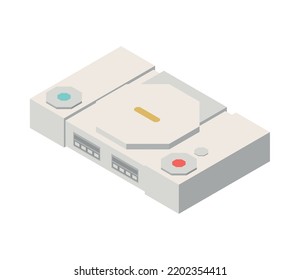 Isometric vintage games console on white background 3d vector illustration