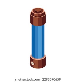 Isometric vintage steampunk machine element with gauge meter 3d vector illustration