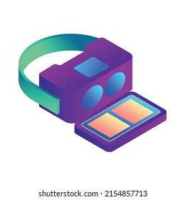 Isometric virtual reality composition of isolated augmented reality equipment on blank background vector illustration
