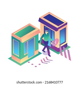 Isometric virtual reality composition of isolated human characters in augmented reality on blank background vector illustration