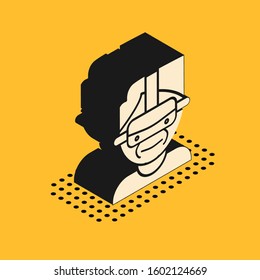 Isometric Virtual reality glasses icon isolated on yellow background. Stereoscopic 3d vr mask.  Vector Illustration