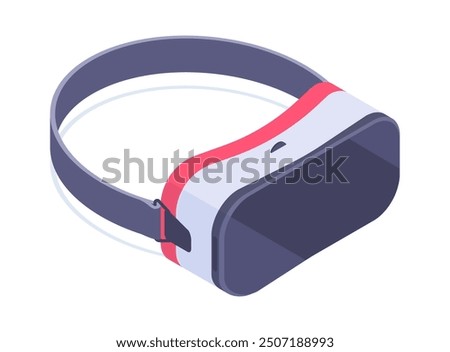 Isometric virtual reality glasses. Modern technology electronic gadget, isometric computer games portable VR device 3d vector illustration. Augmented reality accessory