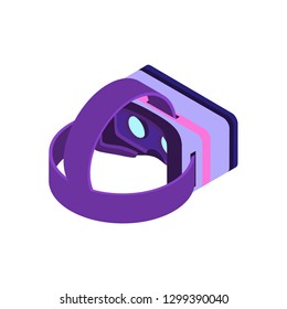 Isometric Virtual Reality Glasses Set, Augmented Reality Headsets and VR Helmet, VR Glasses. 3d Reality Goggles. The Objects are Located on the White Background and Shown From Back sides.