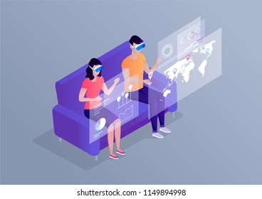 Isometric virtual reality glasses vector illustration