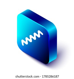 Isometric Virus icon isolated on white background. Corona virus 2019-nCoV. Bacteria and germs, cell cancer, microbe, fungi. Blue square button. Vector Illustration