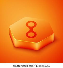 Isometric Virus icon isolated on orange background. Corona virus 2019-nCoV. Bacteria and germs, cell cancer, microbe, fungi. Orange hexagon button. Vector Illustration