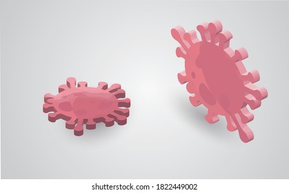 Isometric Virus icono aislado en fondo blanco. Virus Corona 2019-nCoV. Bacterias y gérmenes, cáncer celular, microbio, hongos. Ilustración vectorial