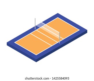 Isometric Volley Ball Court Arena Vector 