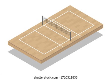 Isometric Volleyball court. - Sport court for infographic. - Vector illustration.