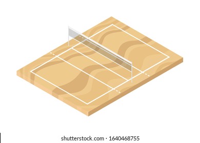 Isometric volleyball field vector illustration