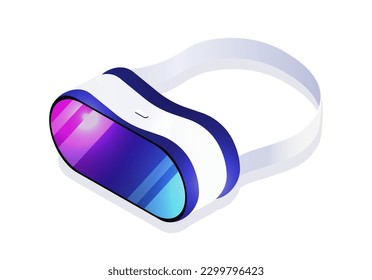 Isometric vr glasses. Virtual reality and cyberspace. Innovations and modern technologies. Gadget for games and learning. Electronics store advertisement. Cartoon vector illustration