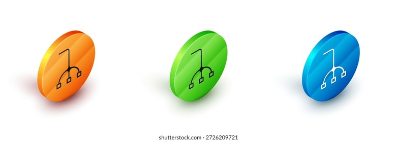 Icono de bastón de bastón isométrico aislado sobre fondo blanco. Botón circular. Vector