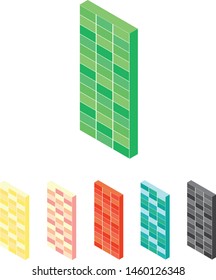 Isometric wall tiles illustration, vector set