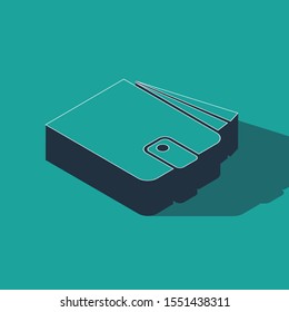 Isometric Wallet icon isolated on green background.  Vector Illustration