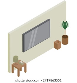 Material de ilustración de Imagen de TV montado en la pared isométrica