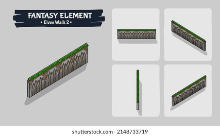 Isometric Walls Fantasy game assets - Vector Illustration