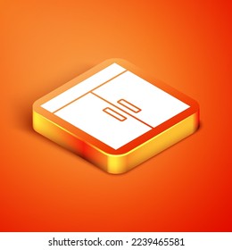Icono de armario isométrico aislado en el fondo naranja.  Vector