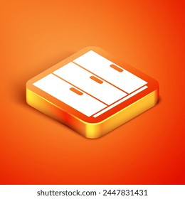 Isometric Wardrobe icon isolated on orange background.  Vector