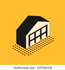 Isometric Warehouse icon isolated on yellow background.  Vector Illustration