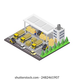 Isometric warehouse illustrated in vector