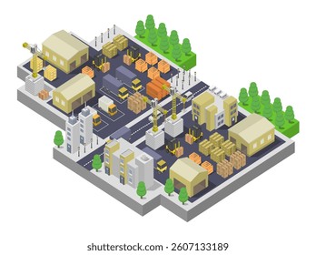 Isometric warehouse on white background