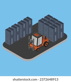 isometric warehouse test vector design illustration