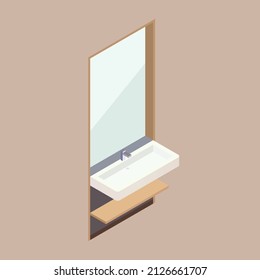Isometric washbasin with tap. Vector illustration 