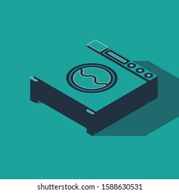 Isometric Washer icon isolated on green background. Washing machine icon. Clothes washer - laundry machine. Home appliance symbol.  Vector Illustration