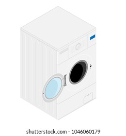 Isometric washing machine with opened door bathroom interior design element