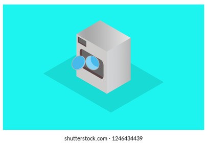 isometric washing machine, vector illustration