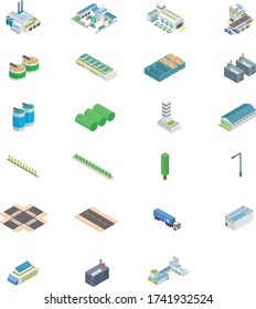 Isometric Waste Recycle Plant Vector Scene Creator