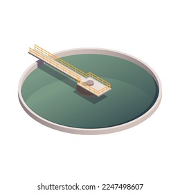 Isometric wastewater treatment plant reservoir 3d vector illustration