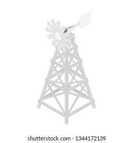 Isometric Water Aerating Windmill isolated on white background. Ecology