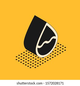 Isometric Water drop icon isolated on yellow background.  Vector Illustration