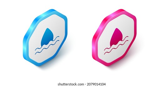 Isometric Water drop icon isolated on white background. Hexagon button. Vector