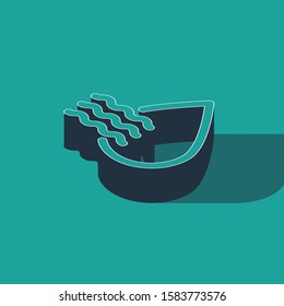 Isometric Water drop percentage icon isolated on green background. Humidity analysis.  Vector Illustration