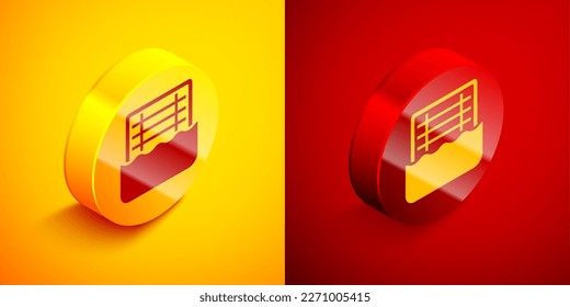 Isometric Water polo icon isolated on orange and red background. Circle button. Vector